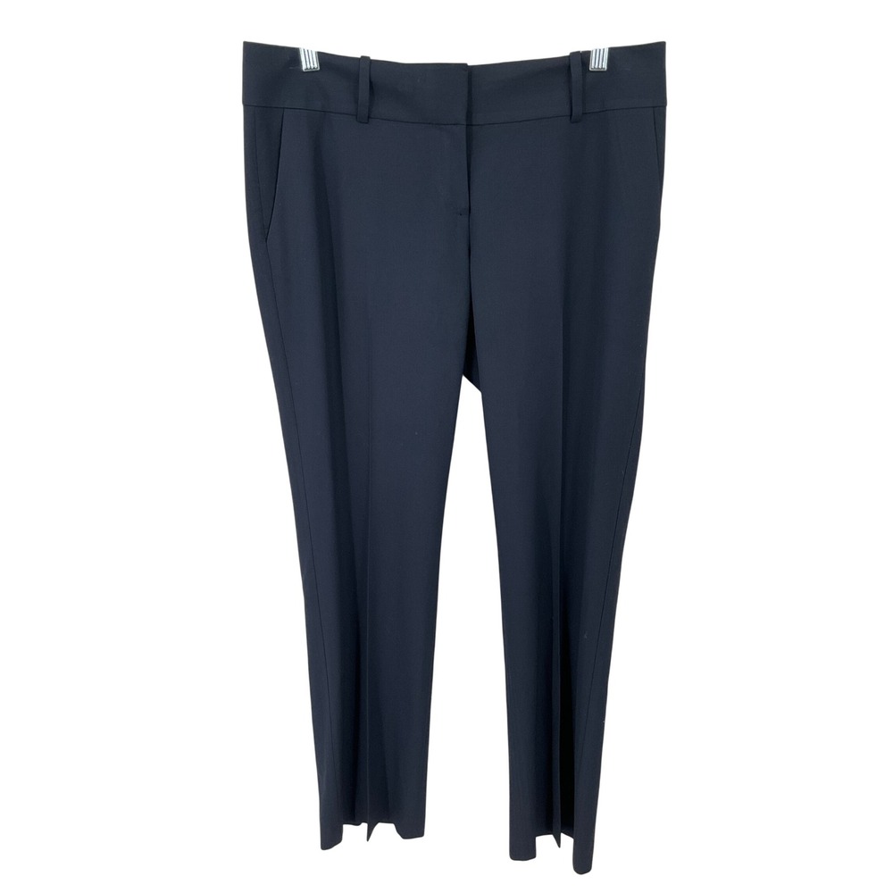 Ann Taylor Dress Pants Women 8 Navy Blue Straight Leg Classic Professional Work